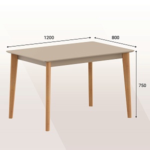 Стол прямой SKYLAND LYKKE TS-120, тауп/бук, 120х80х75 см